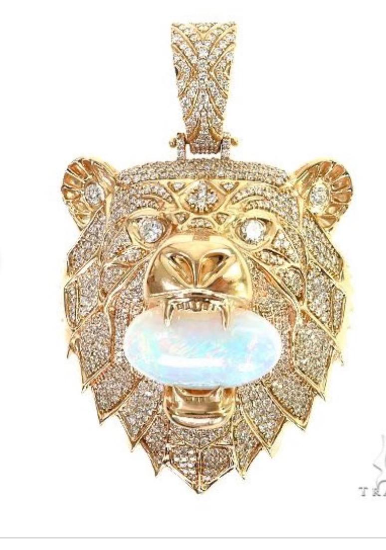 The Bear pendant — gold, diamond and Ethiopian opal