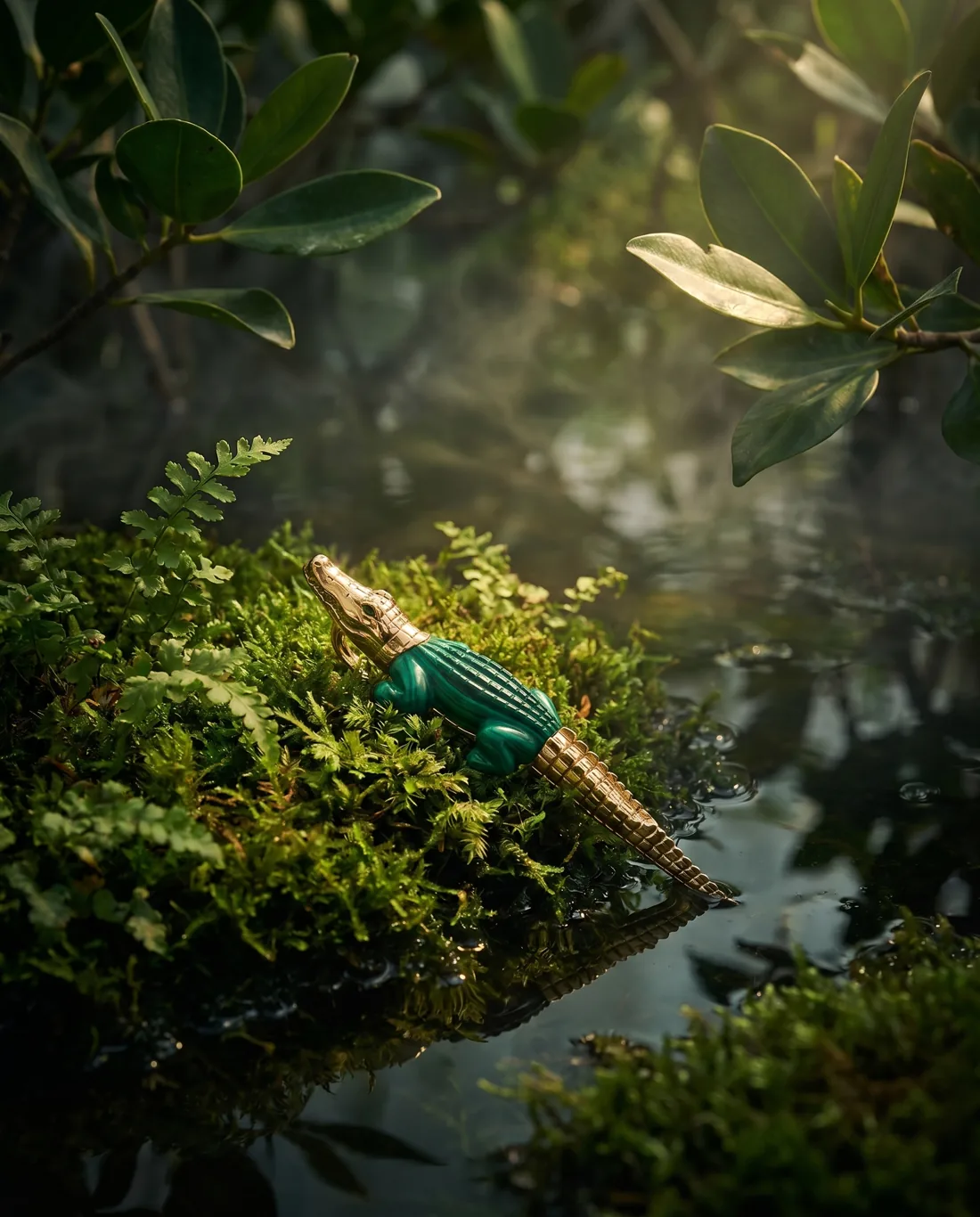The Alligator earrings in the wetland