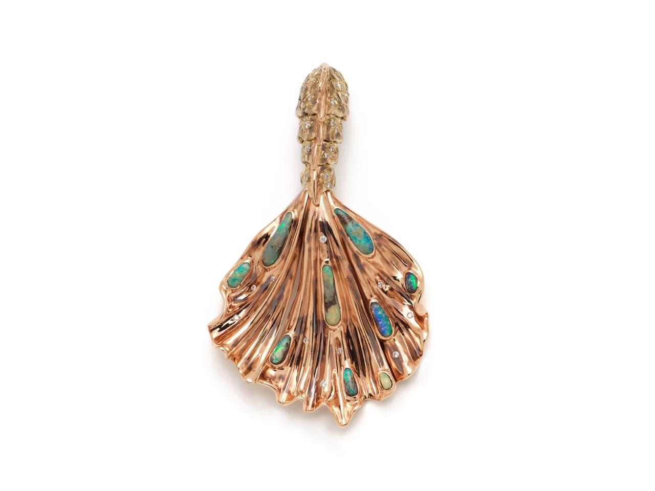 The Mermaid earring — rose-gold and boulder opal